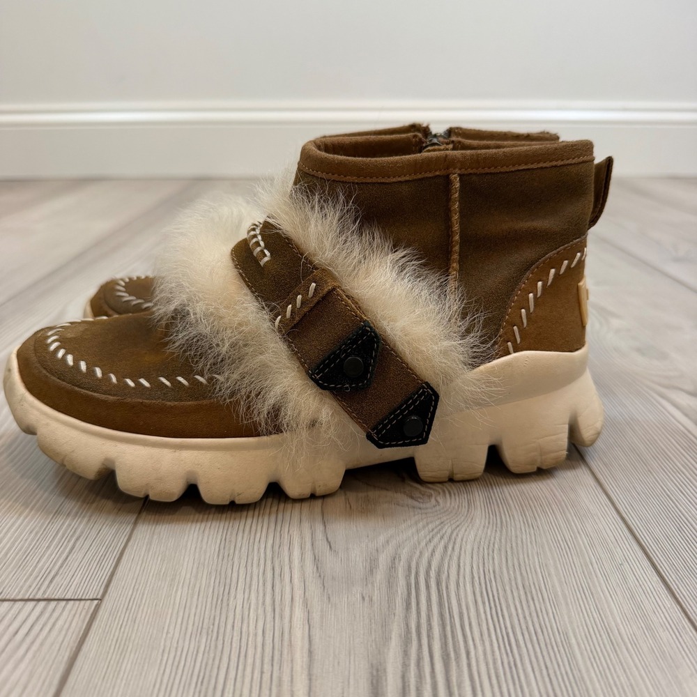 UGG Fluff Punk Pure & Lamb Fur Suede Sheepskin Ankle Boots Chestnut 1107309 7